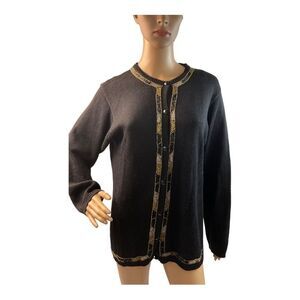 Norton McNaughton Women’s Vintage Black Beaded long sleeve Cardigan  Size M